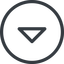 Line, down, normal, circle, arrow, direction, caret icon