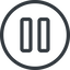 Line, normal, circle, arrow, video, play, mp3, player, pause icon