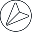 Thin, line, down, circle, message, paper, messaging, plane, airplane, aeroplane, submit, send, paper-plane, paper-plane-thin-alt icon