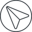 Thin, line, left, circle, message, paper, messaging, plane, airplane, aeroplane, submit, send, paper-plane, paper-plane-thin-alt icon