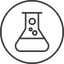 Thin, line, up, circle, bubble, bubbles, graduated, erlenmeyer, chemical, flask, lab, laboratory, chemistry, potion, glassware, conical, bubbling, boiling, bulbous, erlenmeyer-bubbling-thin icon