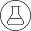 Thin, line, circle, graduated, chemical, flask, lab, laboratory, chemistry, potion, glassware, conical, erlenmeyer-thin icon