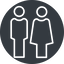 Thin, solid, circle, man, woman, male, female, couple, toilets, bathroom, lady, gentlemam, parent, parents, couple-thin icon