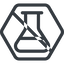 Line, normal, hexagon, prohibited, graduated, erlenmeyer, chemical, flask, lab, laboratory, chemistry, potion, glassware, conical icon