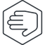 Thin, line, right, solid, hexagon, horizontal, mirror, hand, stop, fingers, hand-thin icon