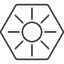 Thin, line, up, hexagon, star, light, brightness, luminosity, intensity, brilliance, lighter, darker, dark, mode, Illumination, sun, shine, flash, ray, brightness-thin icon