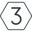 Thin, line, hexagon, three, number, font, digit, three-thin, 3 icon