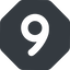 Down, normal, solid, octagon, number, font, digit, 6, six, 9, nine icon