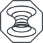 Thin, line, down, octagon, wormhole, black-hole, hole, spacetime, interstellar, astrophysics, hyperspace, einstein, rosen, singularity, relativity, wormhole-thin icon