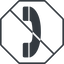 Thin, line, down, octagon, prohibited, phone, call, dial, number, dot, telephone, pictogram, dot-50, dot-telephone icon