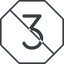 Thin, line, octagon, three, prohibited, number, font, digit, three-thin, 3 icon