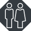 Thin, solid, octagon, man, woman, male, female, couple, toilets, bathroom, lady, gentlemam, parent, parents, couple-thin icon