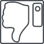 Thin, line, down, square, horizontal, mirror, rate, rating, thumb, like, dislike, thumbs, thumb-down, thumb-thin, hand icon