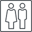 Thin, line, square, horizontal, mirror, man, woman, male, female, couple, toilets, bathroom, lady, gentlemam, parent, parents, couple-thin icon