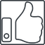 Thin, line, up, square, horizontal, mirror, rate, rating, thumb, like, dislike, thumbs, thumb-down, thumb-thin, hand icon