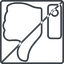 Thin, line, down, square, horizontal, mirror, rate, rating, thumb, like, dislike, thumbs, thumb-down, prohibited, thumb-thin, hand icon