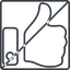 Thin, line, up, square, horizontal, mirror, rate, rating, thumb, like, dislike, thumbs, thumb-down, prohibited, thumb-thin, hand icon