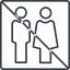 Thin, line, square, man, woman, prohibited, male, female, couple, toilets, bathroom, lady, gentlemam, parent, parents, couple-thin icon