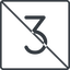 Thin, line, square, three, prohibited, number, font, digit, three-thin, 3 icon
