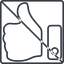 Thin, line, up, square, rate, rating, thumb, like, dislike, thumbs, thumb-down, prohibited, thumb-thin, hand icon