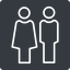 Thin, solid, square, horizontal, mirror, man, woman, male, female, couple, toilets, bathroom, lady, gentlemam, parent, parents, couple-thin icon
