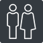 Thin, solid, square, man, woman, male, female, couple, toilets, bathroom, lady, gentlemam, parent, parents, couple-thin icon