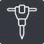 Thin, up, solid, square, tool, construction, noise, jackhammer, demolition, concrete, pneumatic, mining, drill, mining-dril, jackhammer-thin icon
