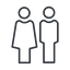 Thin, line, horizontal, mirror, man, woman, male, female, couple, toilets, bathroom, lady, gentlemam, parent, parents, couple-thin icon