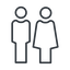 Thin, line, man, woman, male, female, couple, toilets, bathroom, lady, gentlemam, parent, parents, couple-thin icon