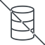 Thin, line, mysql, sql, prohibited, database, db, storage, barrel, database-thin icon