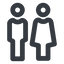 Line, wide, man, woman, male, female, couple, toilets, bathroom, lady, gentlemam, parent, parents, couple-wide icon